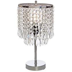 Popity home Elegant Decorative Chrome Living Room Bedside Crystal Table Lamp,Desk Lamp with Crystal Shade for Bedroom Living Room Coffee Table Bookcase