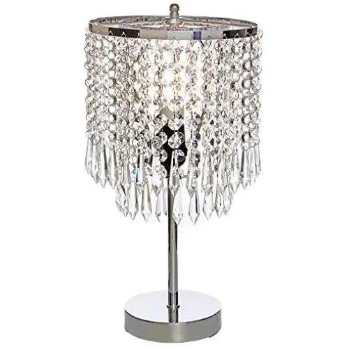 Popity home Elegant Decorative Chrome Living Room Bedside Crystal Table Lamp,Desk Lamp with Crystal Shade for Bedroom Living Room Coffee Table Bookcase