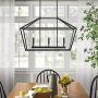 MOTINI 3-Light Kitchen Island Lantern Pendant Linear Chandelier Black Rod Hanging Light 32''x 12''x 19''