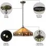 LITFAD Rustic Style Hanging Pendant Lighting in Tiffany Stained Glass LED Ceiling Hanging Light Chandelier for Kitchen Island Dining Room Restaurant Bar - 18'' (45 cm)