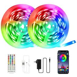 39.4ft LED Strip Lights, TASMOR RGB LED Light Strip Color Changing Bluetooth Light Strips APP 40 Keys Remote Control, Music Sync Smart LED Rope Lights for Bedroom, Party, TV, Home Decoration(2x19.7ft)