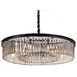 MEEROSEE Crystal Chandeliers Modern Chandelier Island Lighting 8 Lights Raindrop Pendant Ceiling Light Fixture for Dining Room Living Room Kitchen Bedroom W27.56'' Black Frame Base