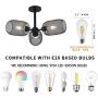 BELUZE 3-Light Industrial Vintage Adjustable Angle Chandelier,8'' Hanging Rod E26 Matte Metal Cage Rustic Flush Mount Ceiling Light Fixture for Kitchen Living Room Dining Room Bedroom Hallway,Black.