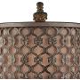 French Buffet Table Lamp Beige Scroll Metal Lattice Candlestick Framed Cylinder Shade for Dining Room - Regency Hill