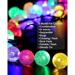 GreenClick Solar String Lights Outdoor, 25ft 40 Led String Lights 8 Modes Crystal Ball Waterproof Solar Powered String Lights for Bedroom, Garden, Party, Festival (Multi-Color)