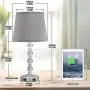 Touch Control 3 Way Dimmable Cute Crystal Table Lamp with 2 USB Charging Ports, Acaxin 17Inch Bedside Light with Mordern Gray Shade, Small Bed Lamp for Bedroom, Living Room, Guest Room(Bulb Included) Touch Control 3 Way Dimmable Cute Crystal Table Lamp with 2 USB Charging Ports, Acaxin 17Inch Bedside Light with Mordern Gray Shade, Small Bed Lamp for Bedroom, Living Room, Guest Room(Bulb Included)