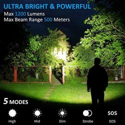 morpilot Headlamp, 1200 Lumens USB Rechargeable Head Lamps, IPX 65 Waterproof Headlight with Adjustable Headband, 5 Modes Led Headlamp Flashlight for Outdoor Camping Hiking Hard Hat Light, Set of 2