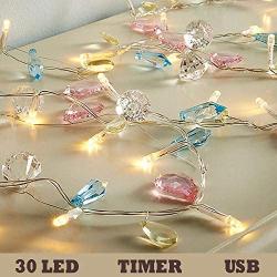 Valentines Decorations Sting Lights Battery Operated, - 30 LED 11 ft Diamond Lights for Bedroom Holidays Party Wedding Decorations