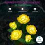 Solar Garden Lights Outdoor - Upgraded Realistic LED Solar Powered Rose Lights Flower Stake, Waterproof Solar Decorative Lights for Patio Pathway Courtyard Garden Lawn (Yellow)