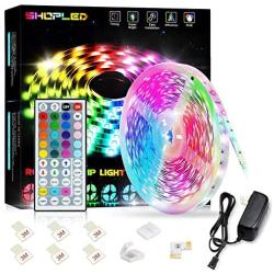 SHOPLED LED Strip Lights 16.4ft Flexible Color Changing Led Lights Strip for Bedroom, 5050 RGB Led Tape Lights with Remote, 24V Power Supply RGB Led Light for Room, Bar, Tv, Kitchen, Home Decoration
