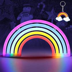 AIZESI Rainbow Night Light Rainbow Light Neon Wall Light 5 Color Rainbow Neon Sign Light Battery Or USB Operated Rainbow Led Neon Light Table Led Lights for Girls Bedroom Hanging Wall Party Decoration