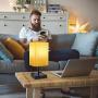 Dimmable 3-Way Touch Control Bedside Lamp,Cotanic Modern Table Lamp with USB Charging Ports,Square Fabric Linen Lampshade,Decorative Nightstand Lamps for Bedroom,E26 LED Bulb Included