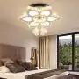 Qihang Modern Crystal LED Chandelier Flower Shaped Pendant Light Flush Mount Ceiling Lamp Fixture for Dining Room Bedroom Living Room Study Room(Warm White/Non-dimmable)