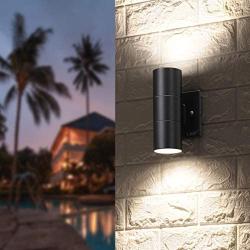 LMP Modern Outdoor Wall Light in 2 Lights Porch Light Patio Light with Black Aluminum Finish for Decoration,Garage 2Pcak Black