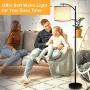 Floor Lamp for Living Room, LED Standing Lamp with 2 Hanging Lamp Shades(Beige & Gray), Tall Pole Classic Industrial Floor Lamp with 9W 3000K LED Bulb for Bedroom Study Office - Black