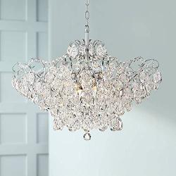 Petunia Chrome Chandelier 28'' Wide Clear Crystal 12-Light Fixture for Dining Room House Kitchen Island Entryway Bedroom Living Room - Vienna Full Spectrum