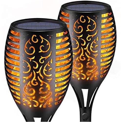 SIKOT Solar Torch Lights with Flickering Dancing Flame, Outdoor Yard Decoration Patio Lights Landscape Lighting Dusk to Dawn Auto On/Off Upgraded 3 Modes Path Lights for Garden Deck Driveway (2 Pack)