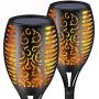 SIKOT Solar Torch Lights with Flickering Dancing Flame, Outdoor Yard Decoration Patio Lights Landscape Lighting Dusk to Dawn Auto On/Off Upgraded 3 Modes Path Lights for Garden Deck Driveway (2 Pack)