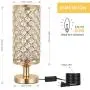HAITRAL Crystal Table Lamp Set of 2 - Elegant Decorative Bedside Lamp Set with Clear Crystal Beads Lampshade, Gold Nightstand Lamps for Bedroom, Living Room, Girls Room, Guest Room (HT-TH132-16X2)