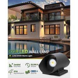 Aluminum Outdoor Wall Sconce, LMS Up and Down Outdoor Wall Mount Light Fixture with 11W COB LED 3000K Warm White, Sanded Dark Gray Finish, Pack of 2, LMS-WL2-YT