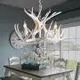 NIUYAO Retro Farmhouse Candle Style Resin Deer Antler White Chandeliers Faux Antler Fixture 4 Light Matching Chain Creative Pendant Light for Living Room Restaurant Bar Cafe Dining Rooms 494843 NIUYAO Retro Farmhouse Candle Style Resin Deer Antler White Chandeliers Faux Antler Fixture 4 Light Matching Chain Creative Pendant Light for Living Room Restaurant Bar Cafe Dining Rooms 494843