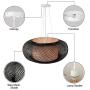 LITFAD Black Lantern Pendant Lighting LED Hanging Lamp Modern Weave Single Light Pendant Lamp Ceiling Hanging Light with Adjustable Cord for Restaurant Dining Room Bedroom - 19.8'' (50 cm)