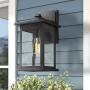 Emliviar Outside Lights for House, 1-Light Outdoor Wall Lantern 14'', Black Finish with Seeded Glass, 1803EW2