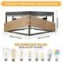 Rustic Flush Mount Ceiling Light Fixture, 2-Light Metal and Solid Wood Square Industrial Ceiling Lighting Fixtures for Farmhouse Hallway Living Dining Room Bedroom Kitchen Balcony Entryway