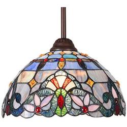 Capulina Tiffany Style Kitchen Lighting, 1-Light Stained Glass Lighting Fixtures, 12 inch Wide Lampshade Mini Pendant Light, Beautiful Victorian Kitchen Island Lighting, Tiffany Hanging Pendant Light