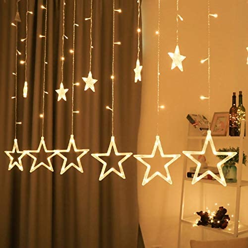 BHCLIGHT 12 Stars 138 LED Star Lights, Star String Lights for Bedroom with 8 Lighting Modes, Waterproof Fairy Lights for Bedroom, Wedding, Party, Christmas Decorations Lights - Warm White