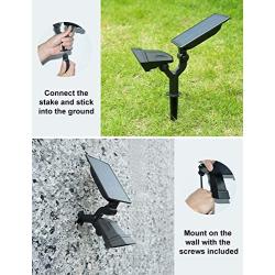 VOSONX Solar Spot Lights Outdoor - Adjustable Wireless Waterproof Solar Powered Landscape Spotlights 2-in-1 Outdoor Solar Lights for Yard Garden Driveway Porch Walkway Pool Patio (Cold White)