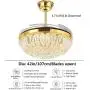 YEELED Light 42'' Remote Control Crystal Ceiling Fans with 3 Changing Light and 4 Retractable Blades Ceiling Fan Chandelier for Living Room Bedroom Dining Room Light Kits Reversible Ceiling Fans with Lights(Gold)