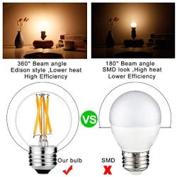 LiteHistory Dimmable E26 Edison Bulb G16.5 Light Bulb 6W Equal 60 watt Light Bulb AC120V Warm 2700K E26 Light Bulb for Pendant,Chandeliers,Vanity,Wall scones Edison Light Bulbs 60 Watt 600lm 6Pack