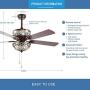 RainierLight Crystal Ceiling Fan Lamp LED Light for Bedroom/Living Room Hotel/Restaurant with 5 Premium Wood Reversible Blades Remote Control 52 Inch …