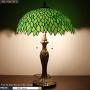 Tiffany Style Table Lamp Stained Glass Bedside Desk Light W16H24 Inch Tall Green Wisteria Lampshade Antique Base S523 WERFACTORY LAMPS Lover Parent Friend Kid Living Room Bedroom Coffee Bar Craft Gift