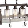 Marsden Bronze Gray Wood Rectangular Pot Rack Pendant Chandelier 36'' Wide Rustic Farmhouse Clear Seedy Glass 4-Light Fixture for Dining Room House Island Entryway Living Room - Franklin Iron Works