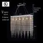 Meenyo Crystal Chandelier Lighting 6 Light Modern Rectangular Crystal Raindrop Chandelier High Ceiling Chrome for Dining Room Living Room Bedroom
