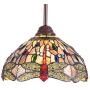 Capulina Tiffany Style Kitchen Lighting, 1-Light Stained Glass Lighting Fixtures, 11.8 inch Wide Lampshade Kitchen Island Lighting, Beautiful Dragonfly Style Tiffany Hanging Pendant Light