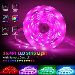 SHOPLED LED Strip Lights 16.4ft Flexible Color Changing Led Lights Strip for Bedroom, 5050 RGB Led Tape Lights with Remote, 24V Power Supply RGB Led Light for Room, Bar, Tv, Kitchen, Home Decoration