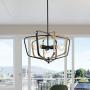 VINLUZ Industrial Vintage 3 Light Iron Metal Pendant Ceiling Light Fixtures Matte Black and Gold Kitchen Island Chandelier Hanging for Dining Room Entryway Hallway