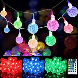 RJEDL 39.3Ft Globe String Lights,16 Colors Crystal Bubble Lights 5V Charger,for Bedroom100LED for Indoor Outdoor Party