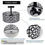 Modern Semi Flush Light Fixture Ceiling, DLLT Bedroom Ceiling Drum Light, Entry Light Fixtures Ceiling Hanging for Dining Room, Kitchen, Hallway, Entry, Foyer, Living Room, 3-Lights-Black Finish
