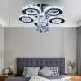 TongLan Crystal LED Ceiling Light Flush Mount 5 Rings Stainless Steel Pendant Lamp Modern Chandelier Lighting Fixture for Foyer Living Room Dining Room (Cool White)