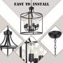VINLUZ Classic Chandeliers 6 Lights Foyer Pendant Light Black Rustic Farmhouse Lighting Metal Round Modern Ceiling Light Fixture Hanging for Dining Room Kitchen Island Entryway Bar