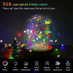 Fairy String Lights with 12 Twinkle Light Modes and 16 Colors, 65ft 200 LED Hanging Lights for Bedroom Wall,Indoor,Christmas, Halloween,Wedding,Decoration