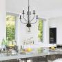 ELUZE 6 Light Farmhouse Chandelier,Metal Black Vintage Pendant Lighting, Industrial Kitchen Light Fixtures, Simplicity Dining Room Pendant for Kitchen Bedroom Living Room Bar
