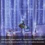 Curtain String Lights for Bedroom Twinkle - 300 Led Fairy String Lights Battery Operated or USB Powered, 9.8x9.8ft Window Curtain Lights with Remote and Hook for Weddings Birthday Party Outdoor Indoor