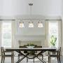 Modern Brushed Nickel Kitchen Island Lighting, Clear Seeded Glass Linear Chandelier, 3 Lights Pendant Light Fixture for Kitchen Island Dining Room