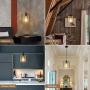 Kitchen Light Fixtures, UL Listed Pendant Lighting Gold Black Hanging Light Fixtures, Modern Metal E26 Cage Ceiling Lights Industrial Lighting for Kitchen Island Dining Room Bedroom Hallway Bar