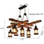 8-Light Antique Wood Chandelier Vintage Industrial Chandeliers Rustic Ceiling Light Fixture for Dining Room Living Room Kitchen Restaurant Lighting